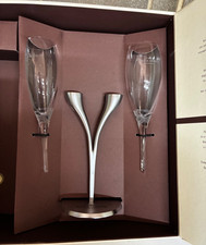 Moet & Chandon Pair of Champagne Flutes in Pewter Stand by Philippe Di Meo