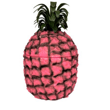 Retro Rare Pink Pineapple Ice Bucket with Lid Insulated Bar Kitsch Tiki Cocktail