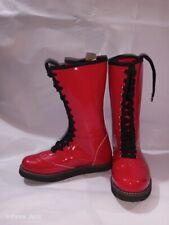 Pro wrestling long Boots, Handmade,  DX Leather, Red color,  Customizable