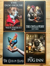 4 x RETRO METAL SIGNS  A4 30cm