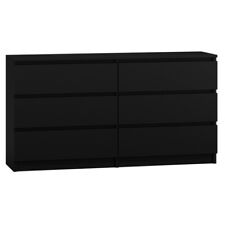 Chest of 6 Drawers 140cm Sideboard Sideboard Wood Black Furniture Cabinet