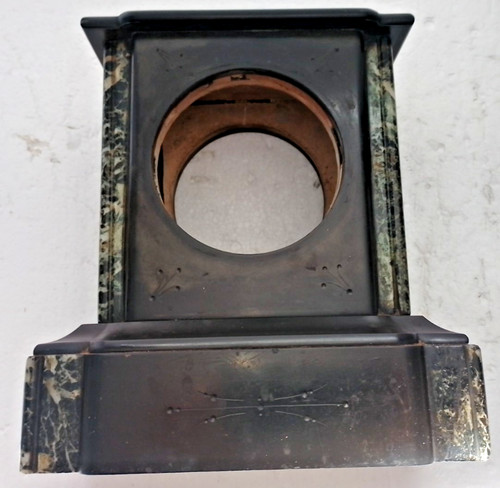 Antique black slate clock - , case