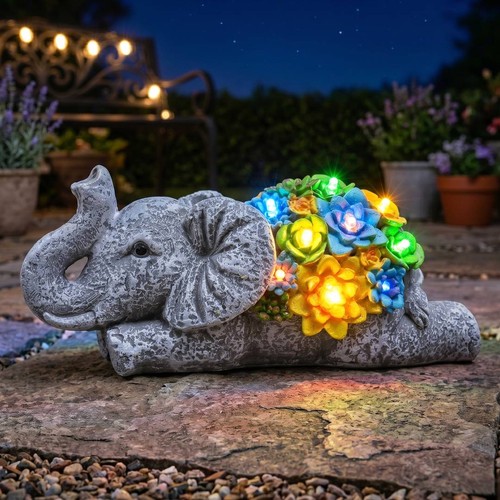 Garden elephant statue solar - garden,