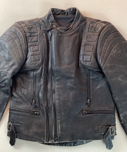 Vintage leather biker jacket - leather,