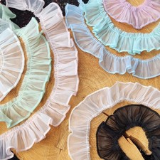 Pastel Chiffon Ruffle Trim, Pleated Frill Lace Ribbon Fabric Trimming For Sewing