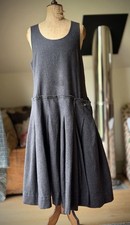 Rundholz Dress / Pinafore. Full Pleated Skirt. Charcoal Grey Wool. One Size.