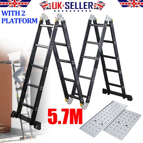 Folding ladder aluminium - 5.7m,