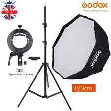 Godox 120cm Octagon Umbrella Softbox + S2 Bracket For Speedlite + Light Stand 