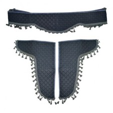 Truck Curtains for Mercedes Actros MP5 – 3pcs Grey Eco Leather with Tassels