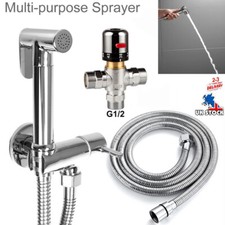 Thermostatic Mixer Bidets Toilet Valve 1/2" with Muslim Hand Sprayer Shower Kit