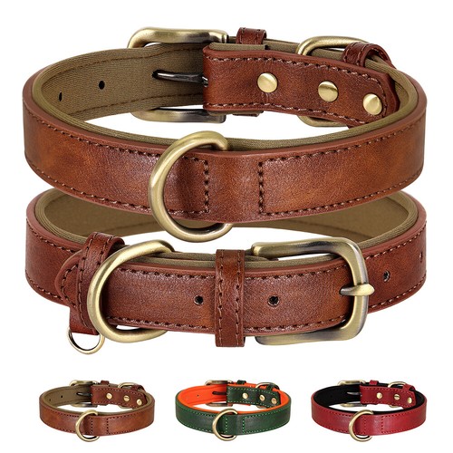 Soft leather dog collar - leather,
