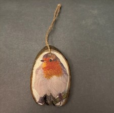 handmade wooden Robin christmas decoration memorial plaque 