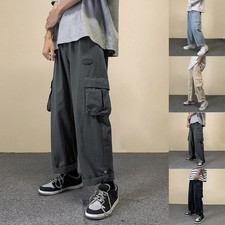 Mens Korean Cargo Pants Loose
