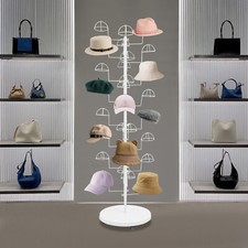 Freestanding Hats Rack Stand Metal Hats Display Stand with 30 Circular Hooks