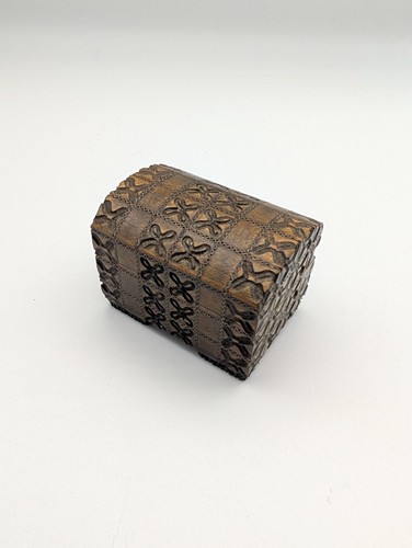 Vintage miniature wooden trunk - vintage,