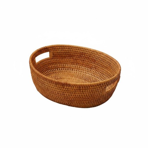 Round woven basket rustic look - round,