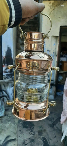 Brass copper anchor oil lamp - copper,