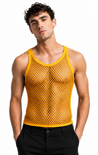 Mens string mesh vest - mesh,