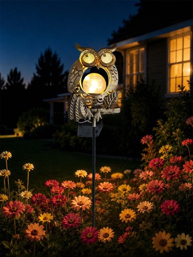 Solar garden owl - garden, decor