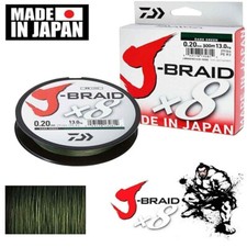 Daiwa J-Braid X8 300m / 330yd Braided Fishing Line - Dark Green - Various Sizes
