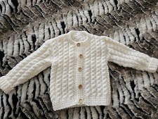 LOVELY HAND MADE ARAN BABY CARDIGAN /0-3 Months /QUALITY YARN / NEW
