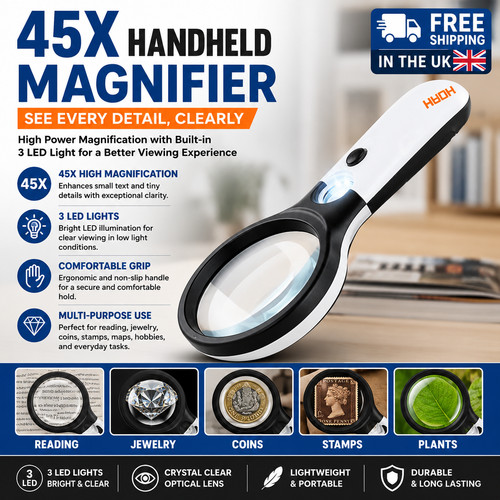 Handheld 45x magnifier reading - handheld,