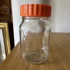 Vintage 1 Litre Ravenhead Kilner Jar With Orange Screw Top.