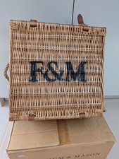 Fortnum and Mason F&M Genuine Wicker Hamper / Picnic /Storage Basket Square VGC 