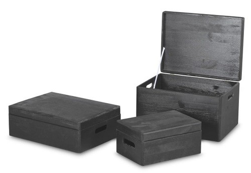Black wooden boxes - boxes, handles