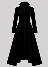 New Women Black Velvet Gothic Victorian Steampunk Long Coat Aristocrat Coat