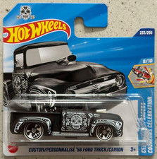 Hot Wheels CUSTOM 56 FORD TRUCK Short Card with Protector Calavera chevy impala