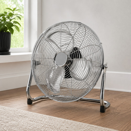 Chrome floor fan - 16", metal