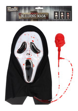 Screaming Halloween Ghost Mask with Blood Pump Scary Bleeding Ghost Face Mask
