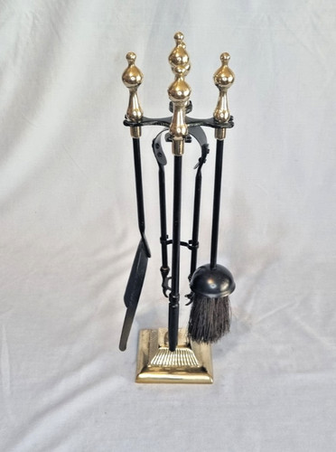 Vintage brass black fireside - vintage,