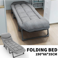 Single Folding Sleeping Cot Guest Bed Outdoor Portable Camping Cots w/ Mat 190cm
