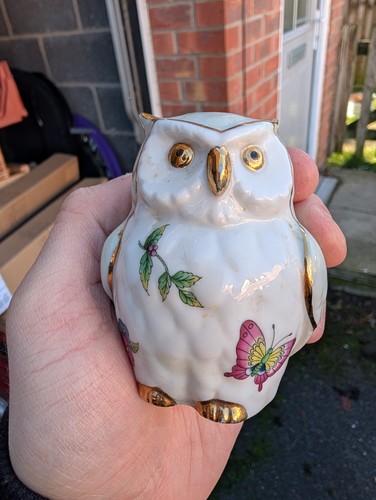 Aynsley pottery owl trinket - owl,