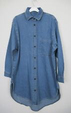 Massimo Dutti Long Oversized Knee Length Denim Shirt Single Pocket Size Small