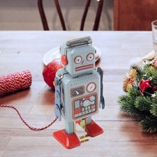 Wind Up Vintage Robot Toy Clockwork Walking Toy Retro Tinplate Toy Gift LW