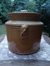 19TH CENTURY ENGLISH SALT GLAZE STONEWARE JAR AND COVER