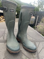  Aigle Parcours 2 Vario Wellies Mens UK 9.5 EU 44 Green Bronze fair condition  
