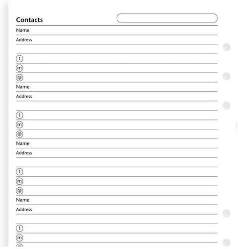 Filofax contacts refill - a5,