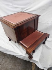 vintage Victorian Bed Step commode Velvet Chair Stool With Chamber Pot Planter