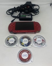 Sony PSP Handheld Console Red PSP-3003 - With 4 Games - Fully Working - GC