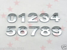 25mm 1"Inch 3D Chrome Number House Door Gate Car Digit Plaque Sign Self Adhesive