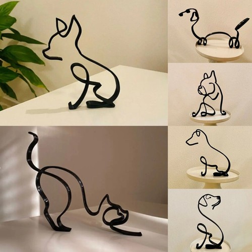 Metal cat dog statue modern - metal,