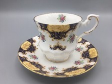 Clifton Bone China Teacup & Saucer England Tapestry Roses Floral Vintage
