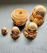 Vintage 1950s Russian Matryoshka Nesting Dolls Handpainted Wooden USSR 5 Pieces