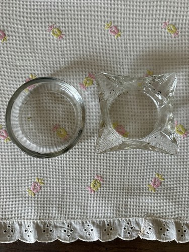Two vintage ashtrays glass - two,