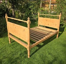 Antique Pine Double Bed Frame