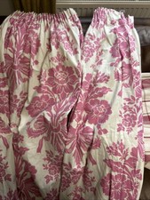 Laura Ashley Tatton Floral Cerise Pink Curtains Pair Lined 64” W X  53.5” L